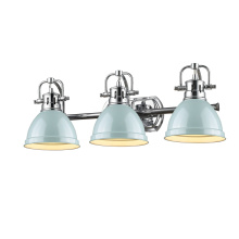 Golden 3602-BA3 CH-SF - Yep by Golden Lighting Duncan 3-light Vanity in Chrome and Seafoam shade